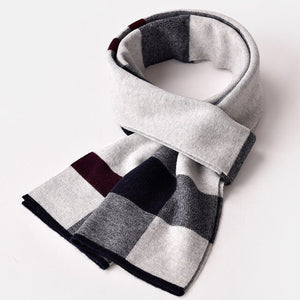 Winter Striped Wool Scarf For Men Warm Soft 100% Wool Scarfs Man Sheep Wool Scarves